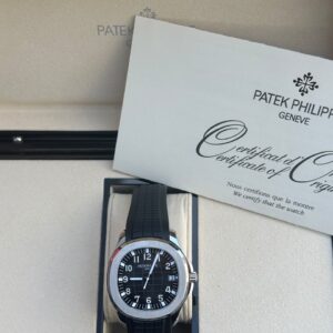 Super Patek Philippe Aquanaut black embossed dial stainless steel watch Copy Alt Text
